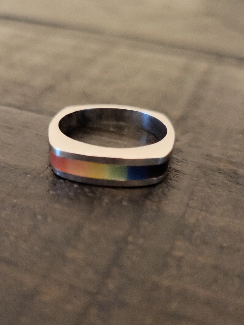 Vintage Sterling 925 Mother Of Pearl Rainbow Inlay Band - Multicolor